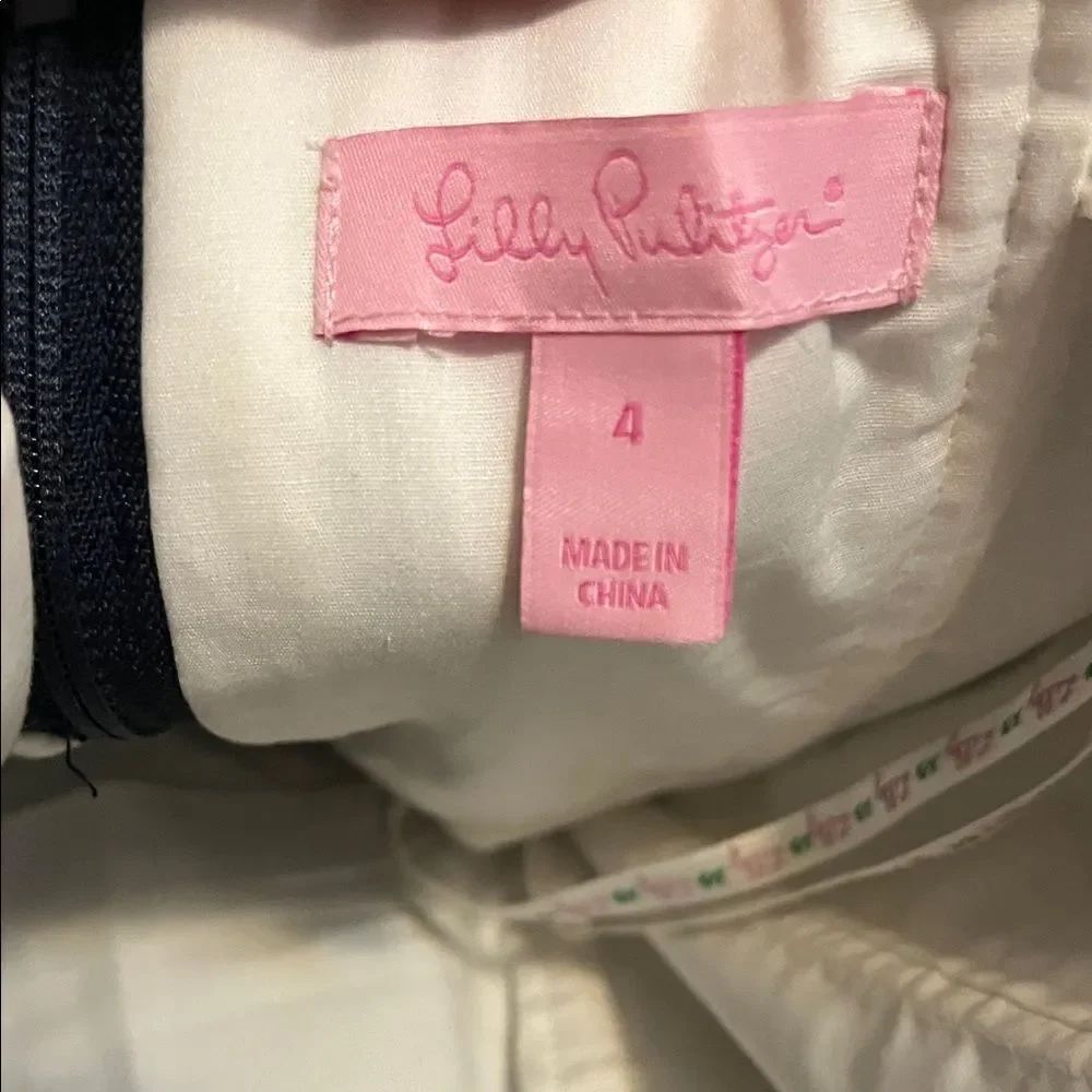 Lily Pulitzer Blue White Embroidered Strapless Classic Modern Dress Preppy - Picture 11 of 13